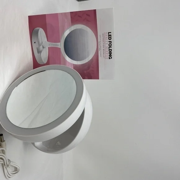 Foldaway Lighted Vanity 10x  Mirror  w/ LED  new in box.Cord or battery  2 PACK - Picture 2 of 3